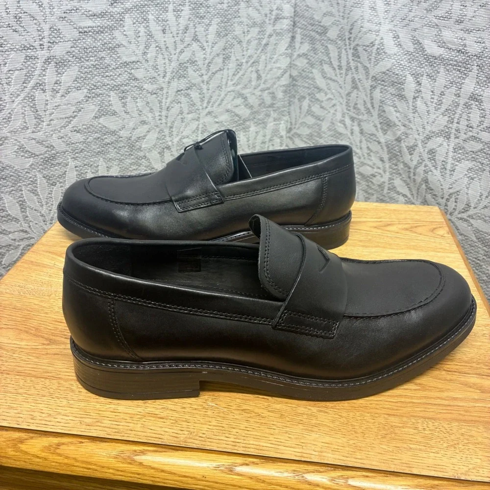 NIB Parrotto Mens Black Genuine Leather Loafers 12 Dress‎ Shoes Made in Italy